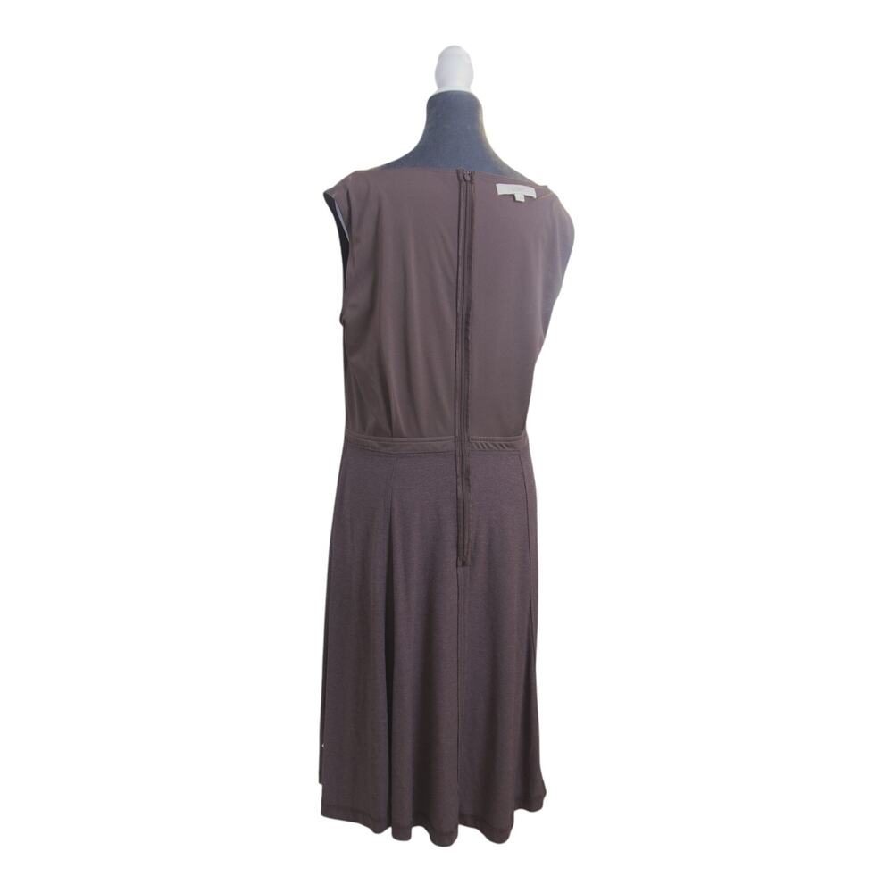 LOFT Dress Size 14 Toffee Brown Sleeveless Fit Flare Lined Fall Neutral EUC - Picture 12 of 16